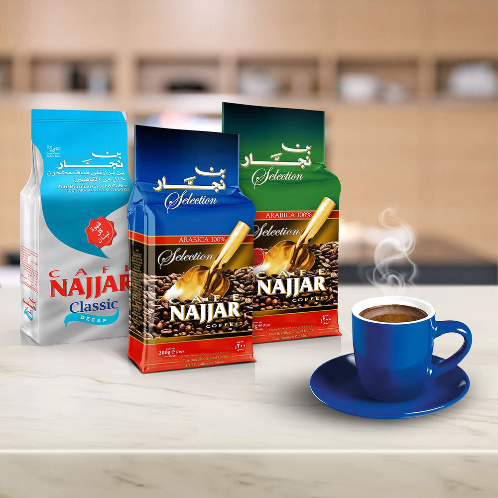 Najjar heritage Beirut setup adds authentic coffee storytelling to the image.