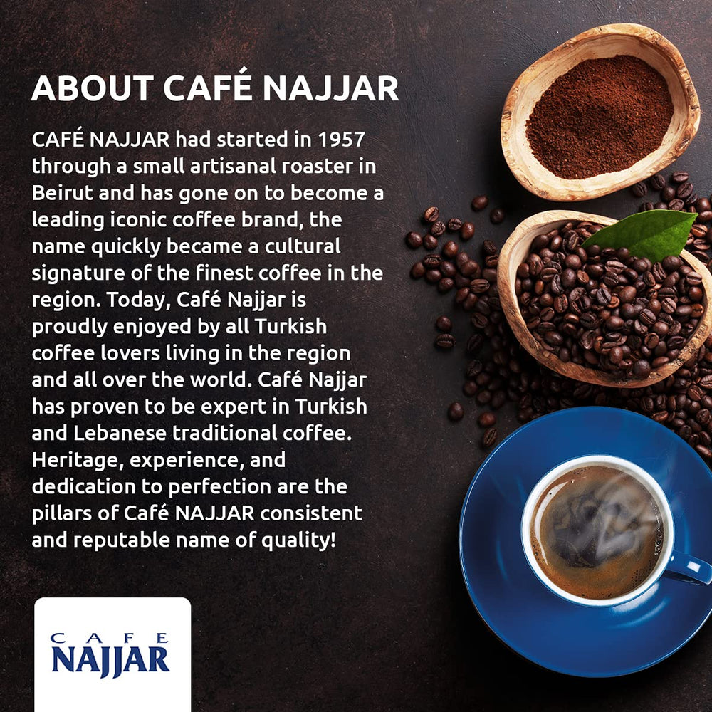 Najjar brew-ready setup suggests sharing a Turkish coffee ritual.