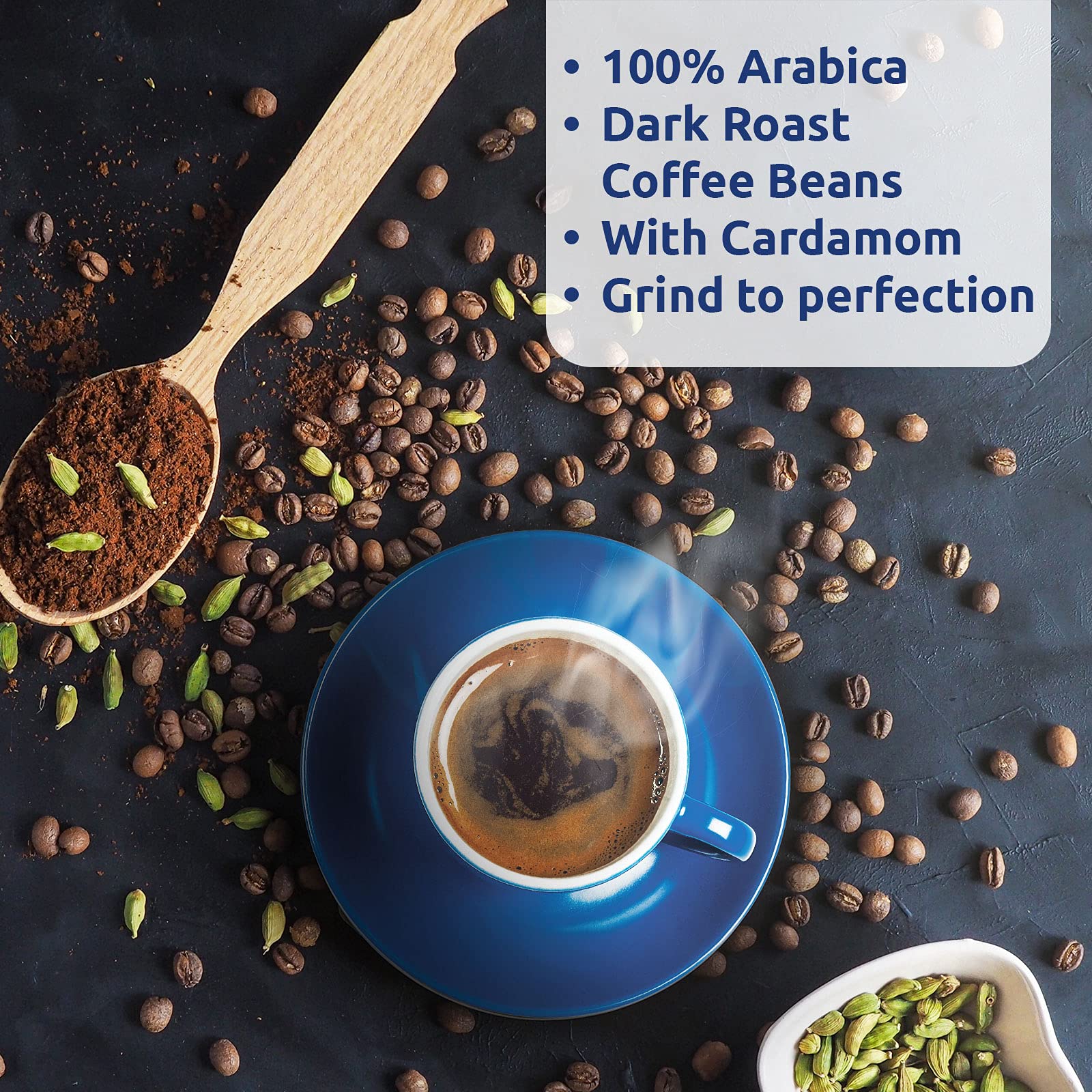 Cafe Najjar cardamom aroma closeup emphasizes bold flavor and refined aroma.