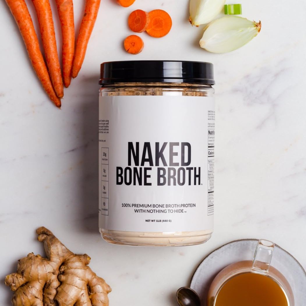 NAKED Bone Broth powder mix added to smoothie for additional collagen support.