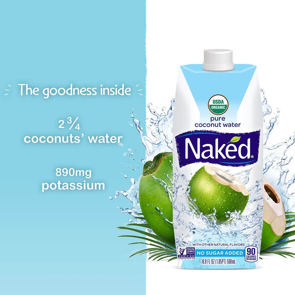 Organic label on Naked Coconut Water indicating USDA Organic quality