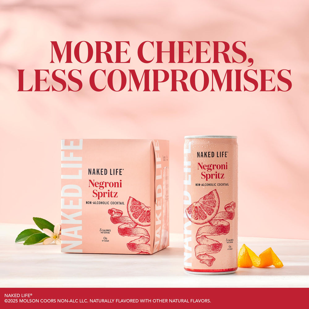 Naked Life Negroni Spritz glass ice serve invites over-ice enjoyment