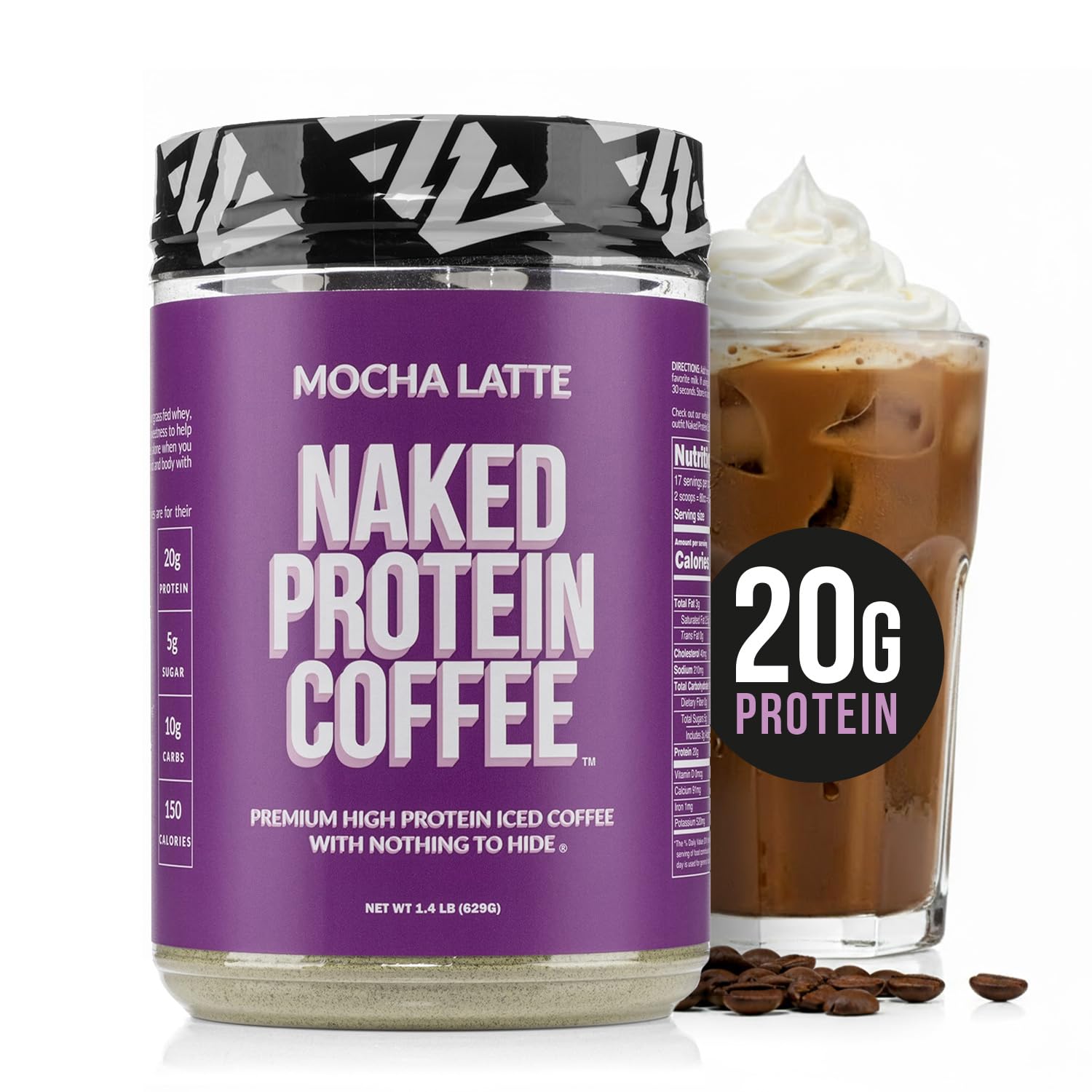 NAKED Mocha Latte Protein Coffee bottle for an energizing morning ritual.