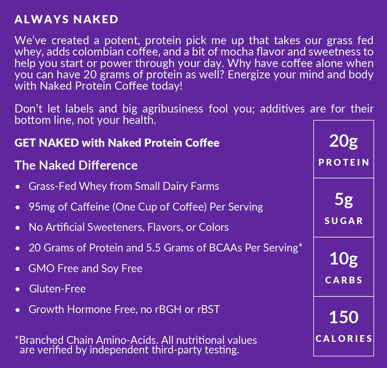 NAKED Mocha Latte Protein Coffee morning routine shot for quick protein and energy.