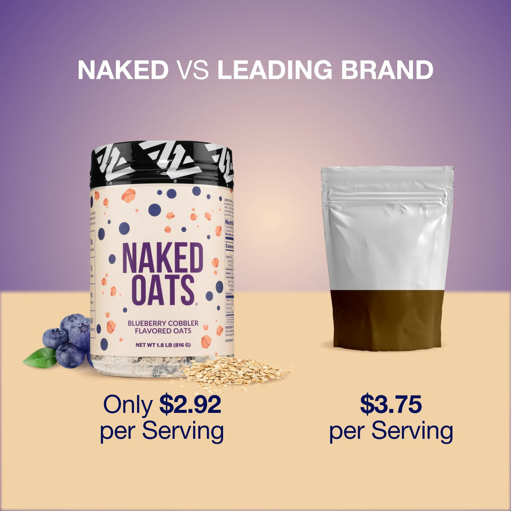 Scoop of NAKED Oats whey protein powder with oats signals protein-packed option.