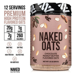 NAKED Oats Chocolate PB oats bowl ready for a quick morning meal.