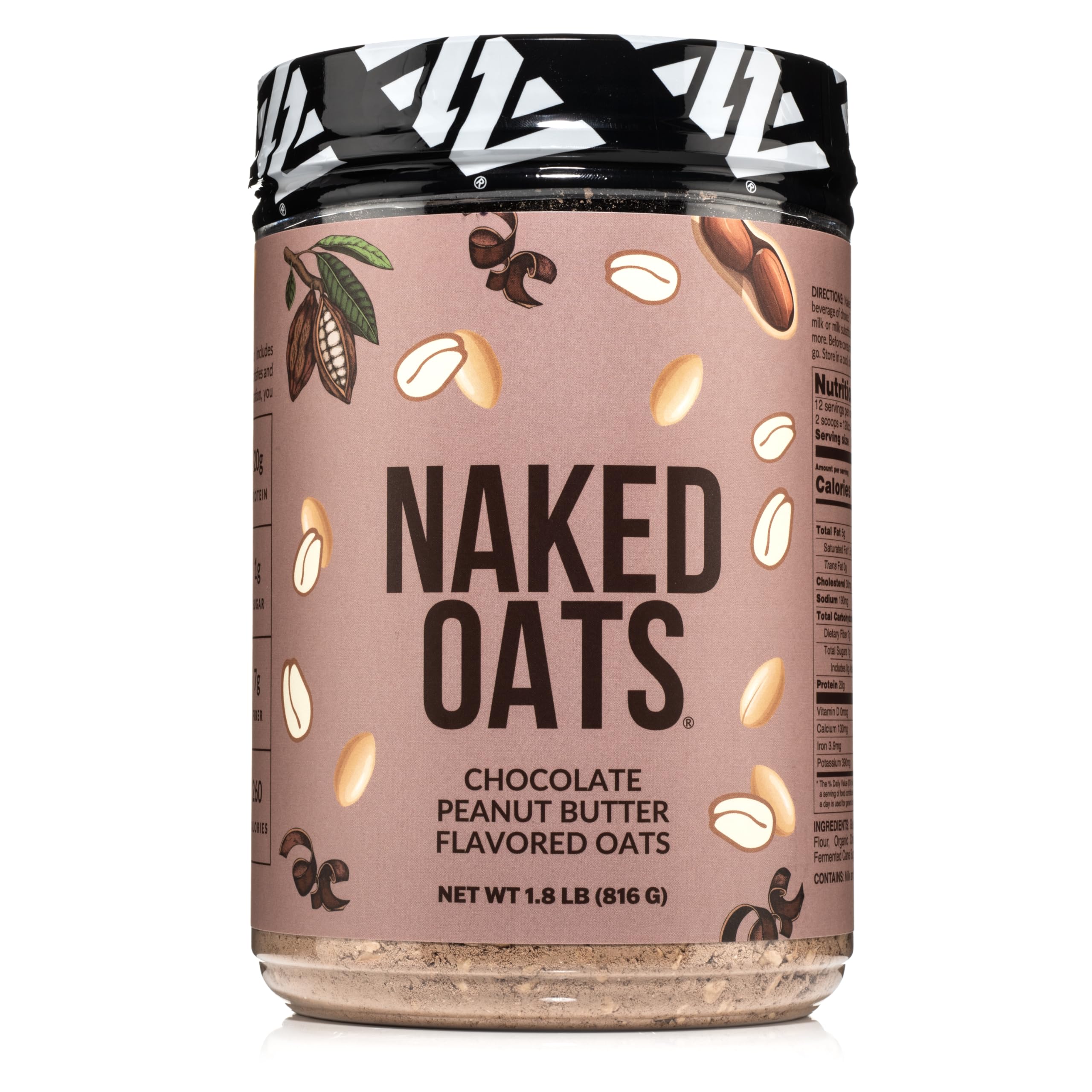 NAKED Oats Chocolate PB overnight oats pack ready to mix for a high-protein breakfast.