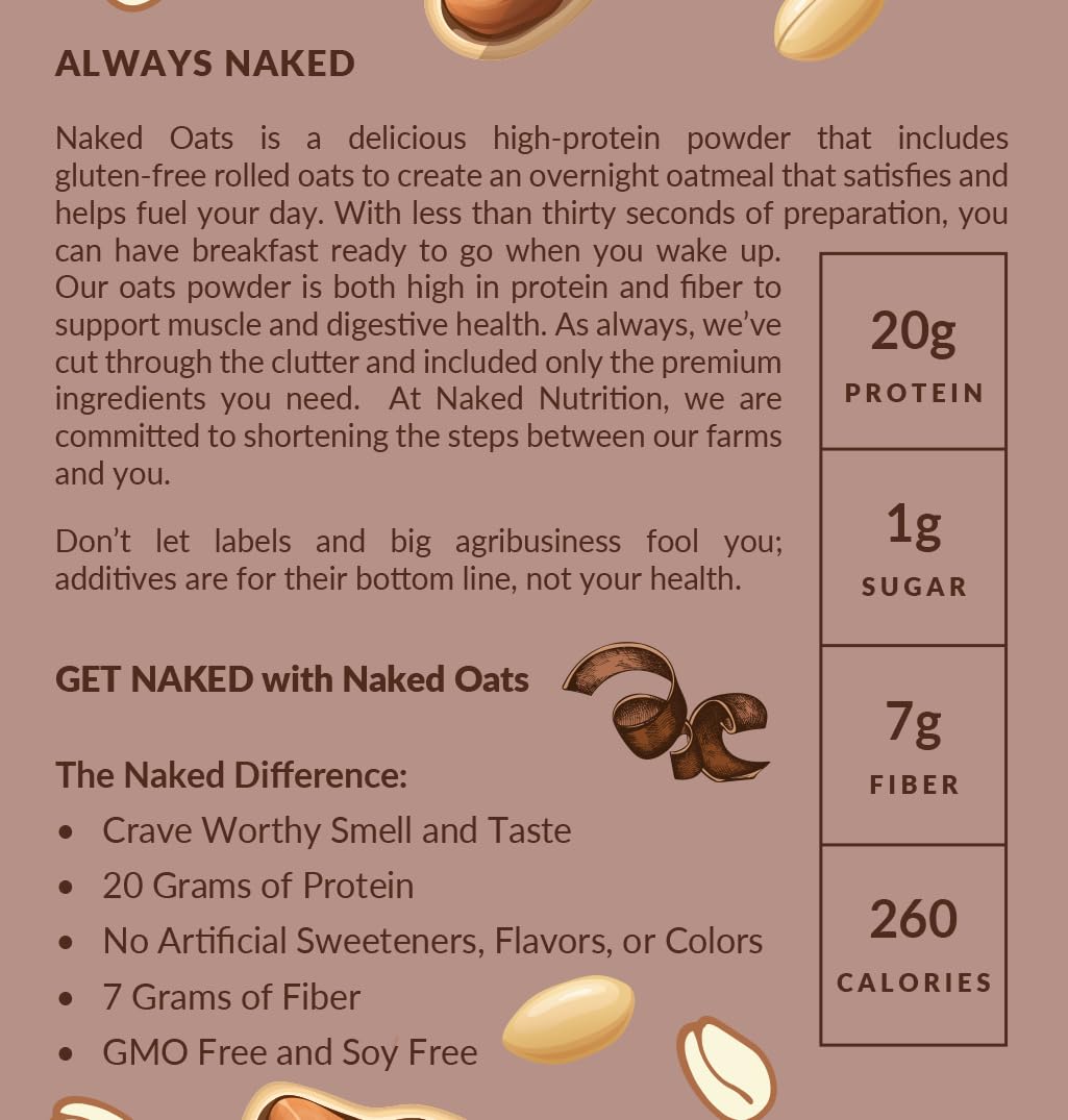 NAKED Oats Chocolate PB scoop with oats for precise prep.