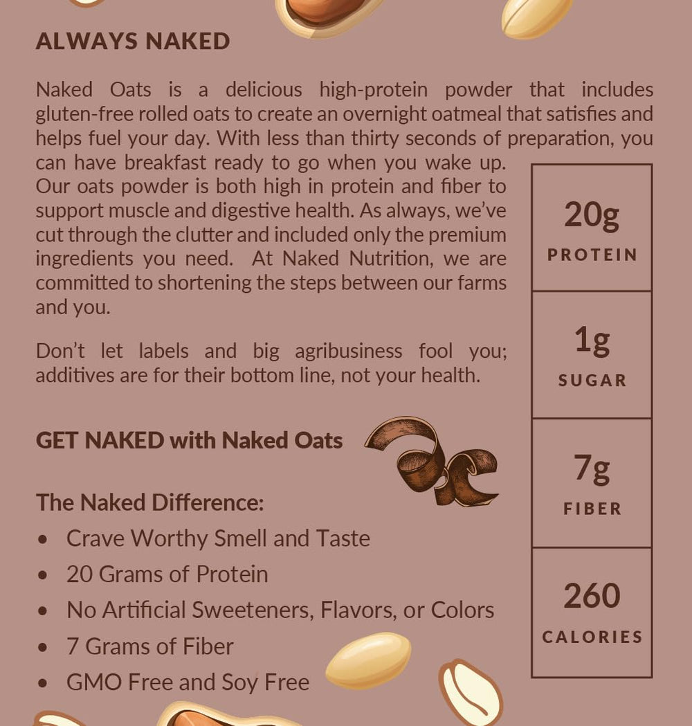 NAKED Oats Chocolate PB scoop with oats for precise prep.