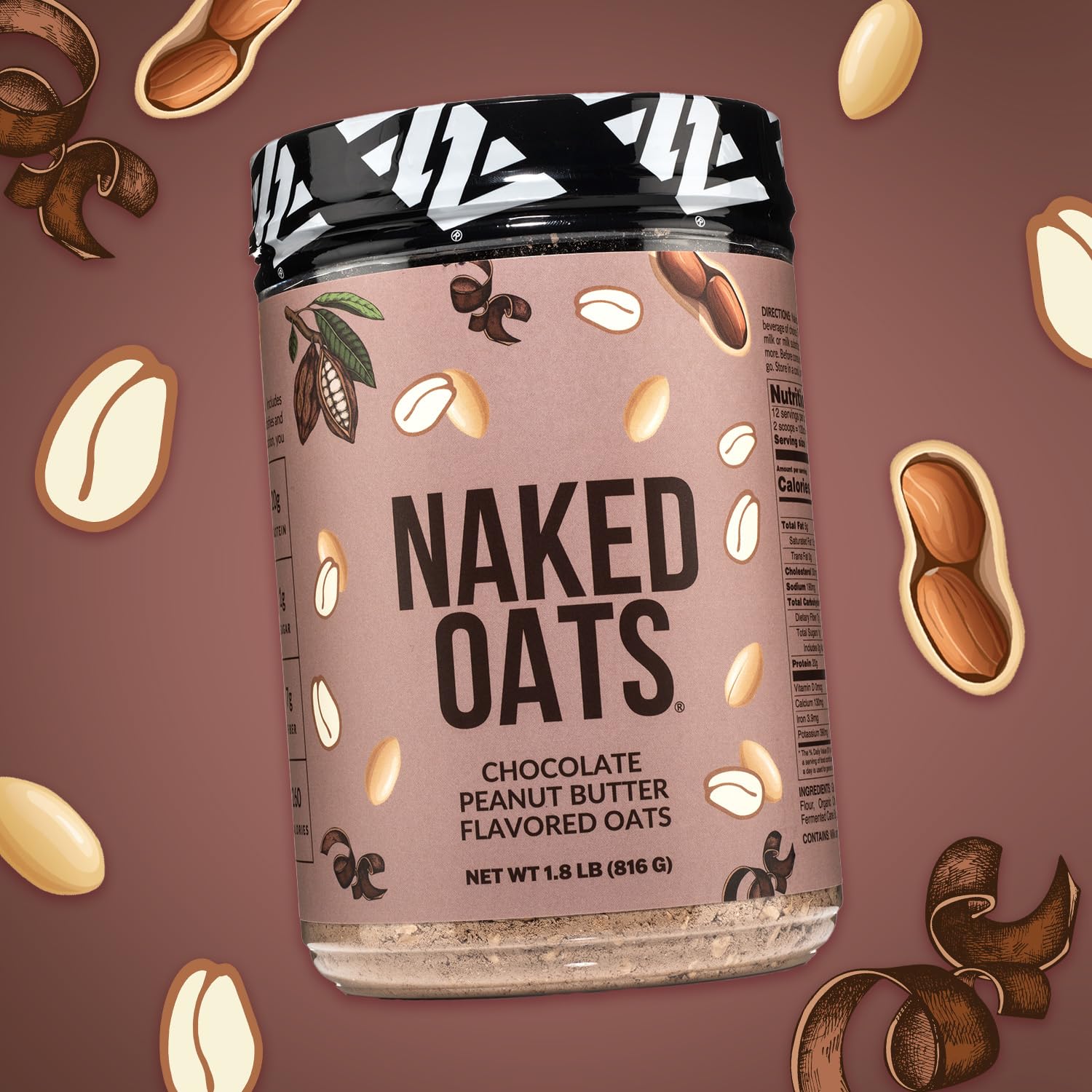 NAKED Oats Chocolate PB bowl with spoon ready to enjoy.