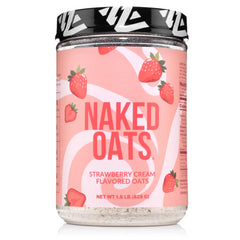 Naked Oats Strawberry Cream package front, a high-protein breakfast option.