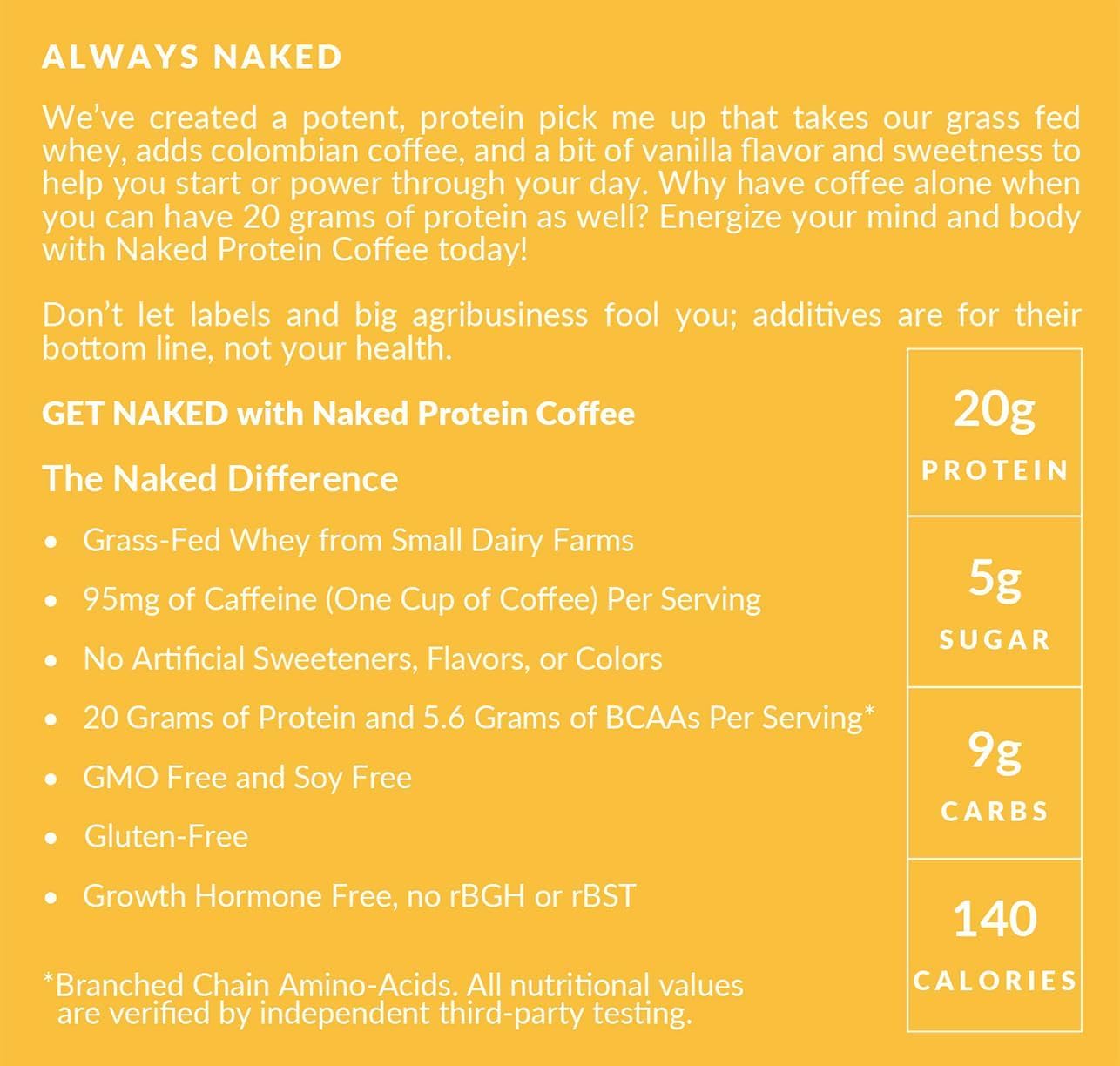 NAKED Vanilla Latte post-workout shake demonstrates quick, satisfying fuel.