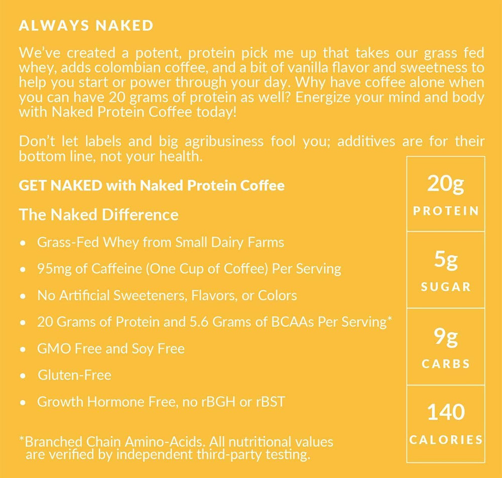 NAKED Vanilla Latte post-workout shake demonstrates quick, satisfying fuel.