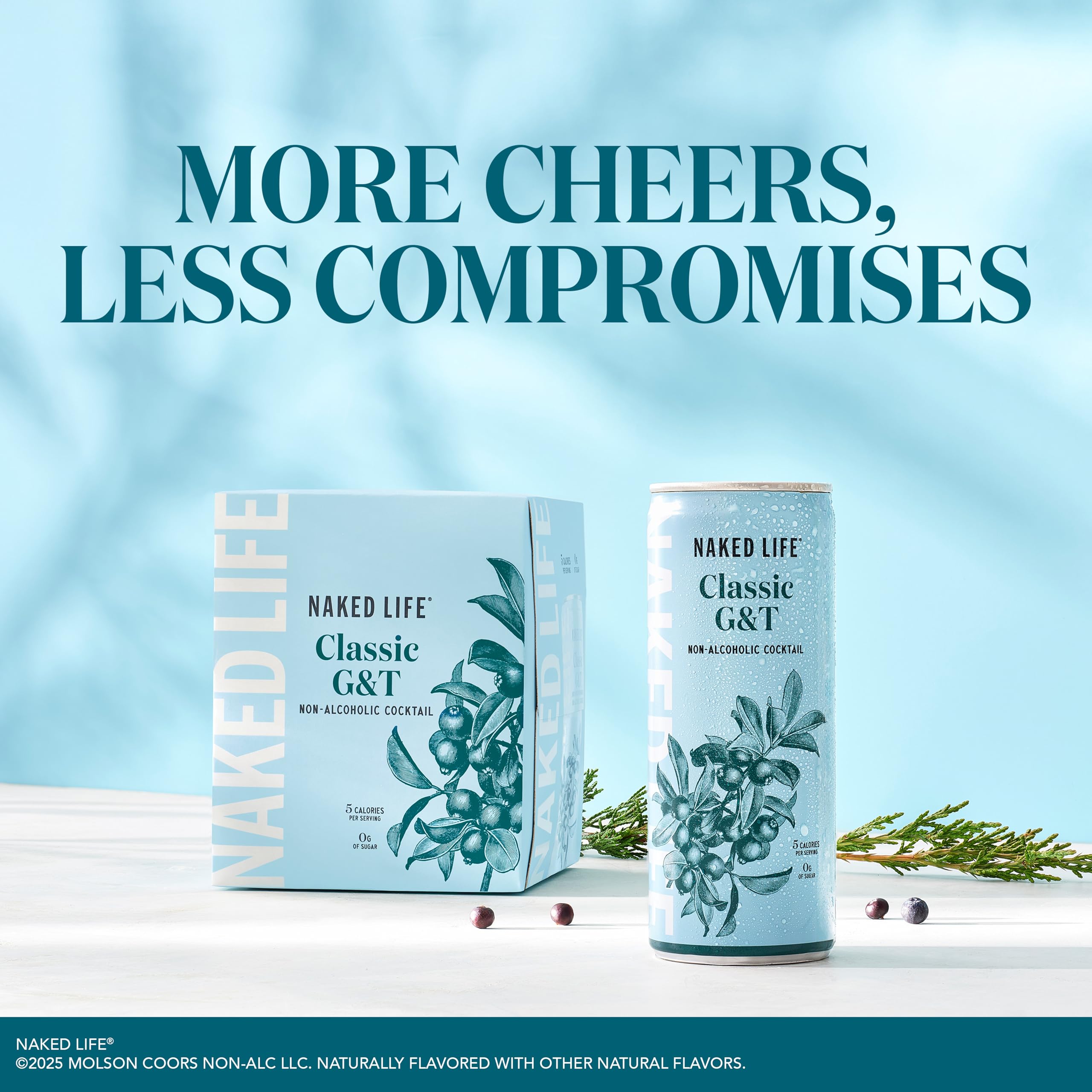 Naked Life Classic G&amp;T botanical blend highlights lemon and juniper notes.