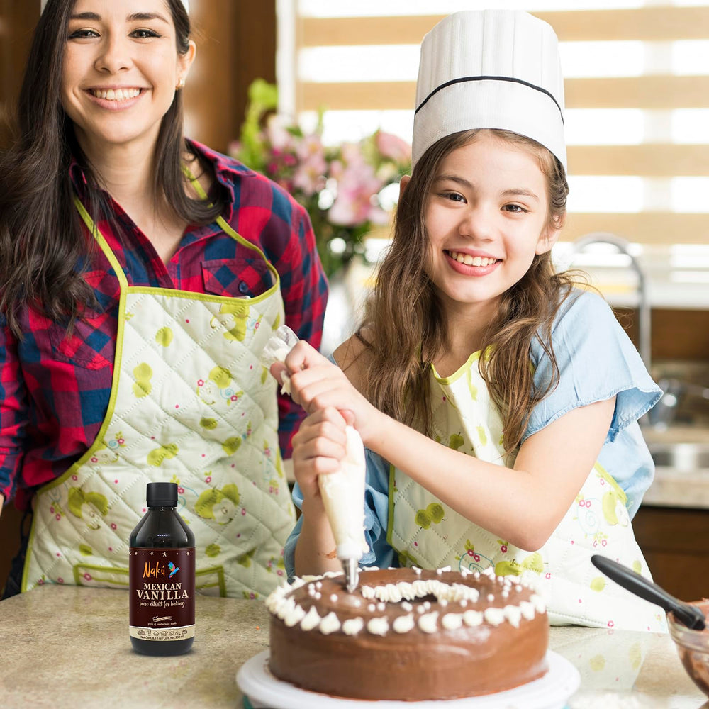 Naku Desserts with vanilla extract swirled showcase elevated flavor in pastries.