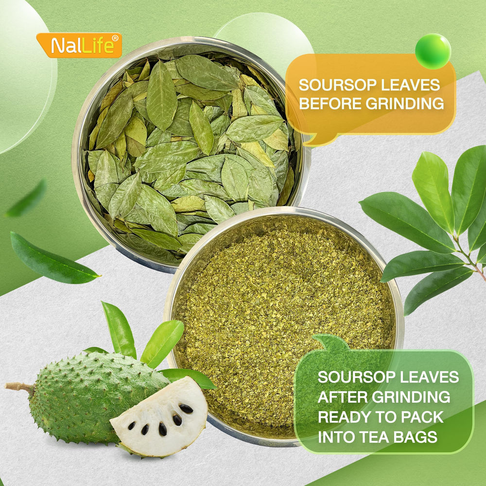 NalLife Soursop leaves plantation overview emphasizes origin from our own plantation.