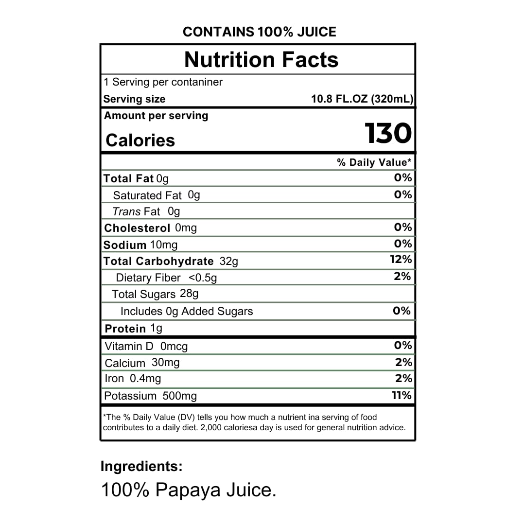 Namai Papaya Juice pour action showing smooth pour with no artificial additives.