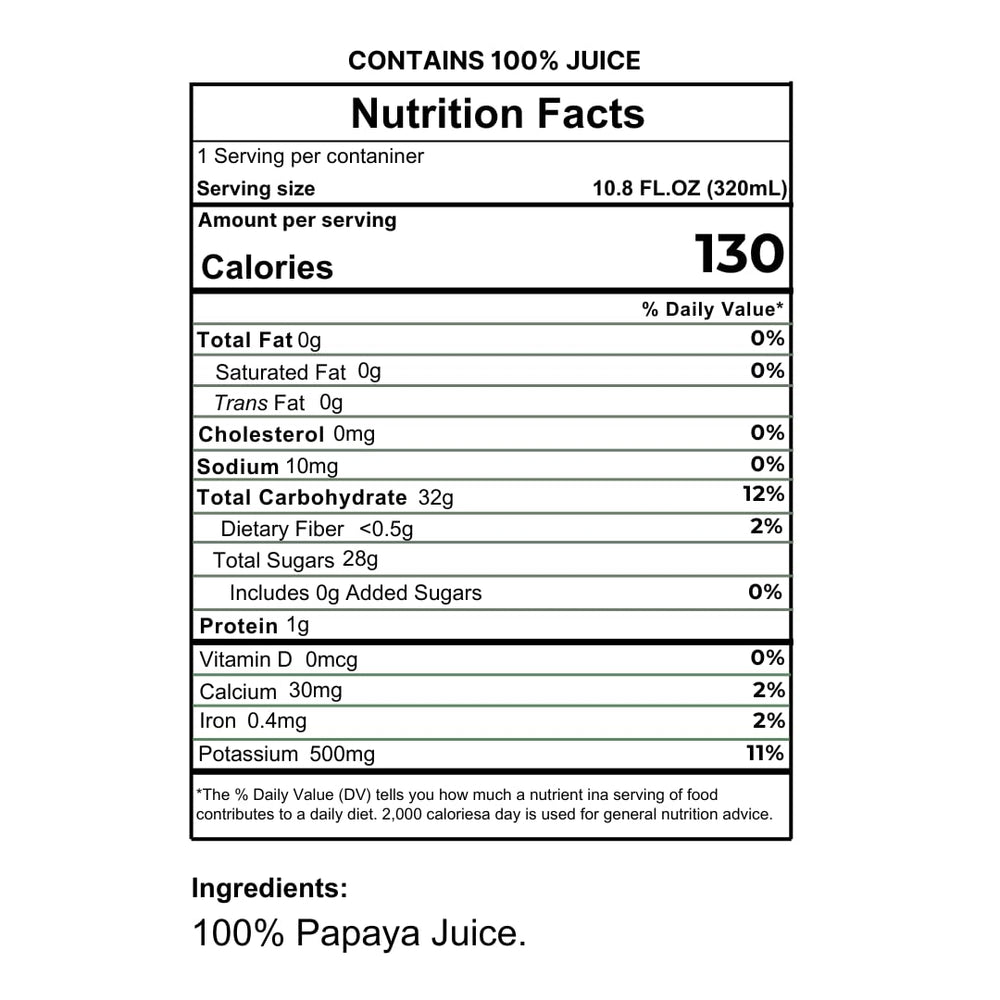 Namai Papaya Juice pour action showing smooth pour with no artificial additives.