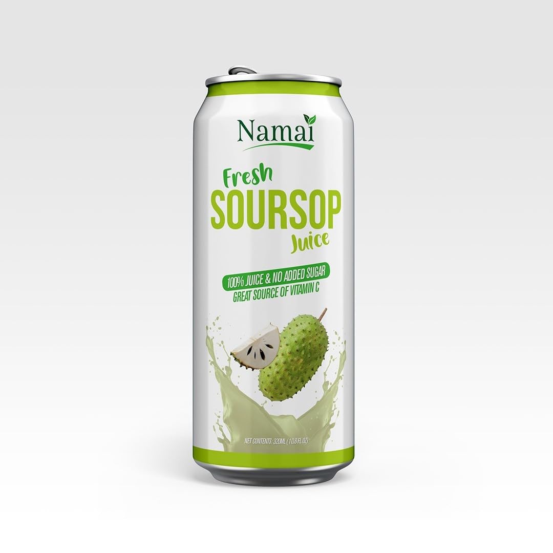 Namai Pure Soursop Juice served over ice creates a cooling, thirst-quenching treat.