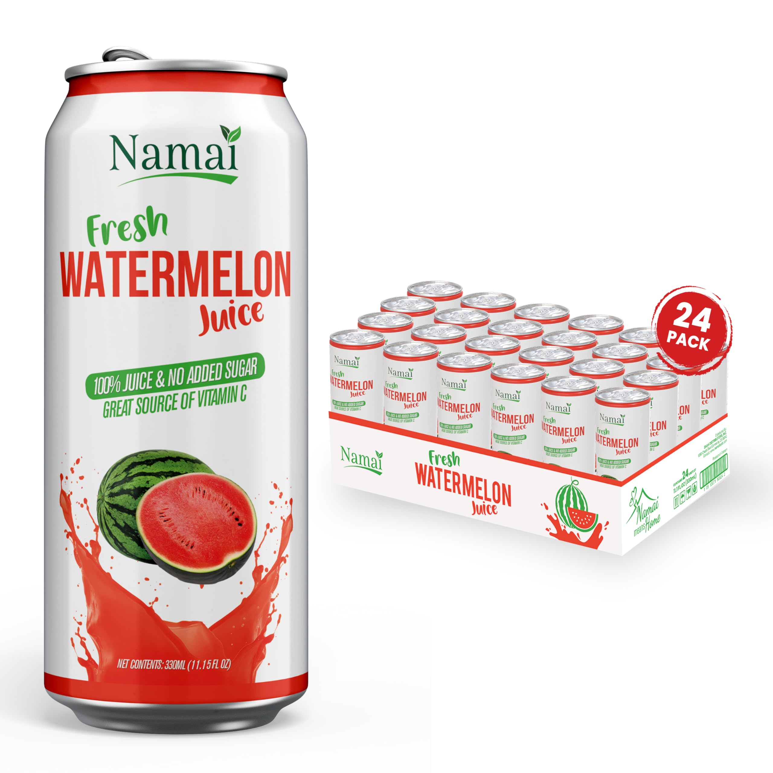 Namai Pure Watermelon Juice bottle front, a clean, sugar-free refreshment for sunny days.