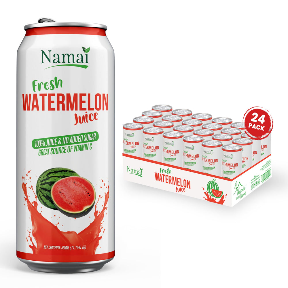 Namai Pure Watermelon Juice bottle front, a clean, sugar-free refreshment for sunny days.