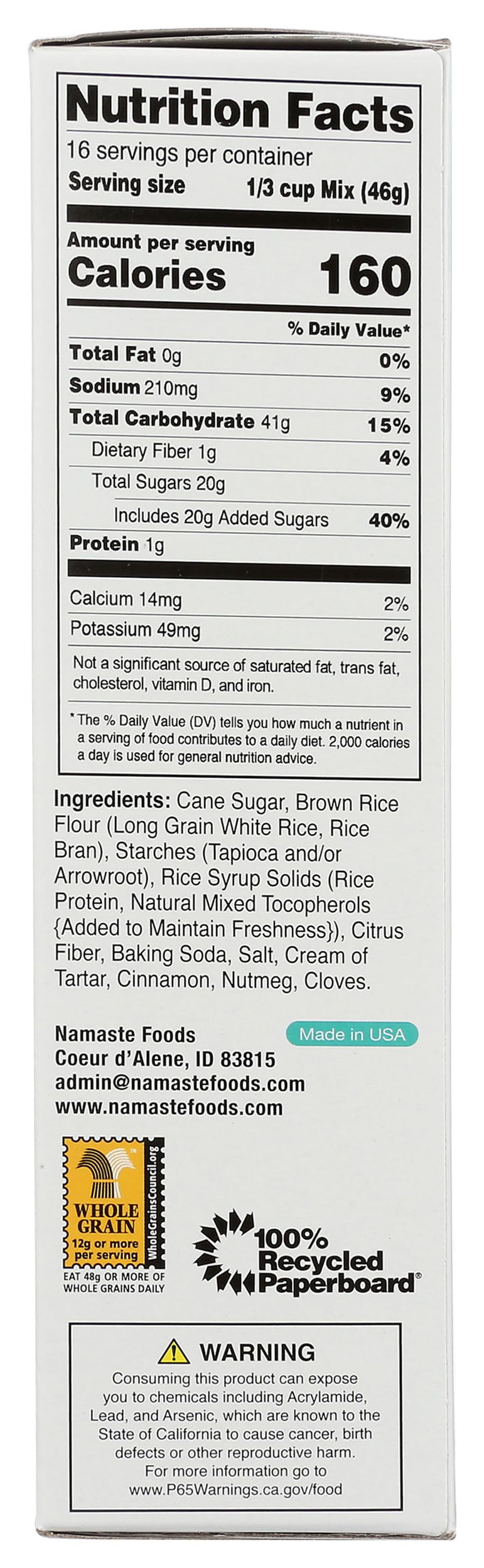 Namaste Foods allergen-free facility label signifies safe production