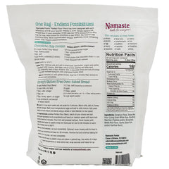 Namaste Foods gluten-free flour packaging highlighting allergen-free, vegan ingredients.