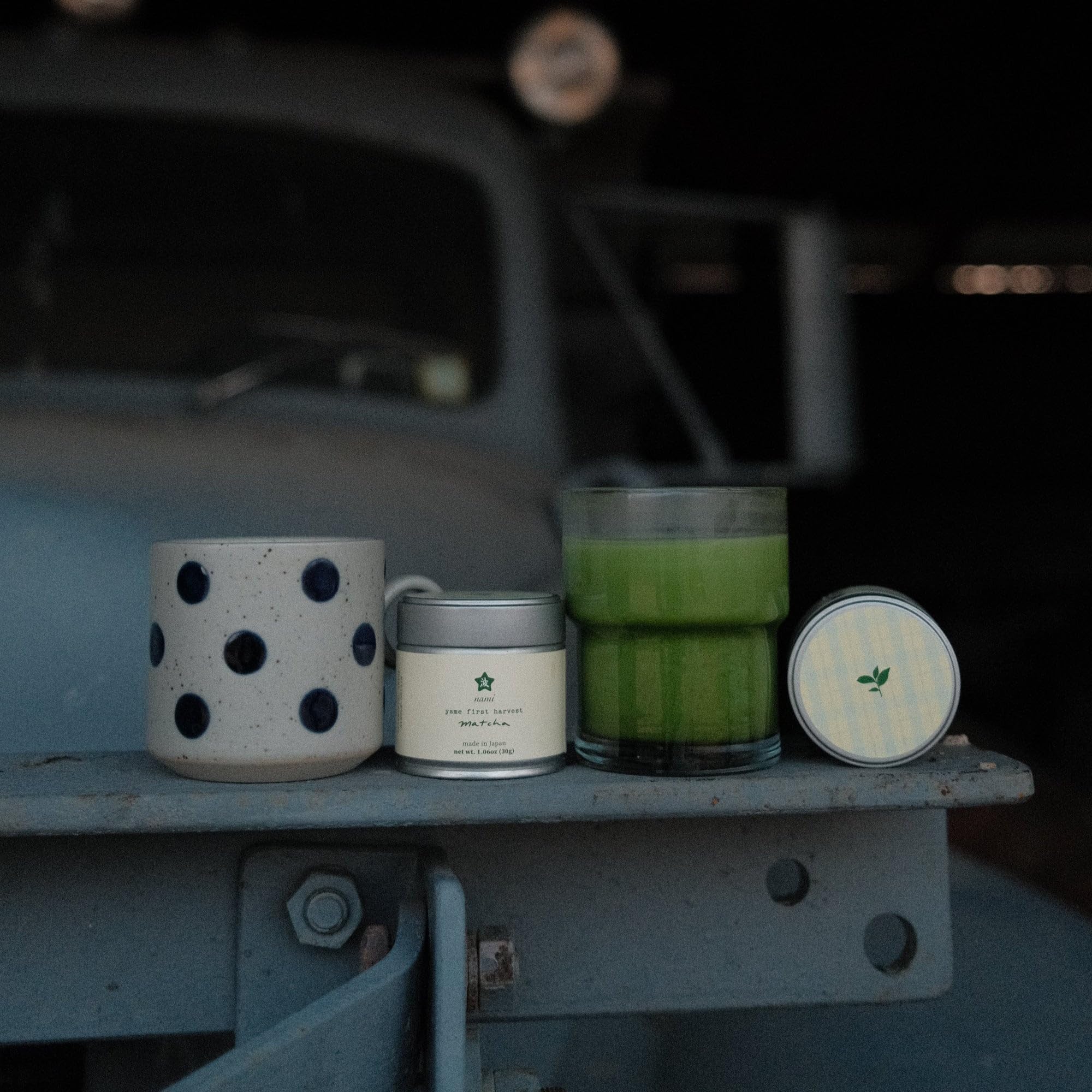 Nami Matcha verdant powder closeup, vivid green color and fine texture