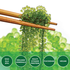 NAMISO green caviar sea grapes highlighting fiber rich snack option