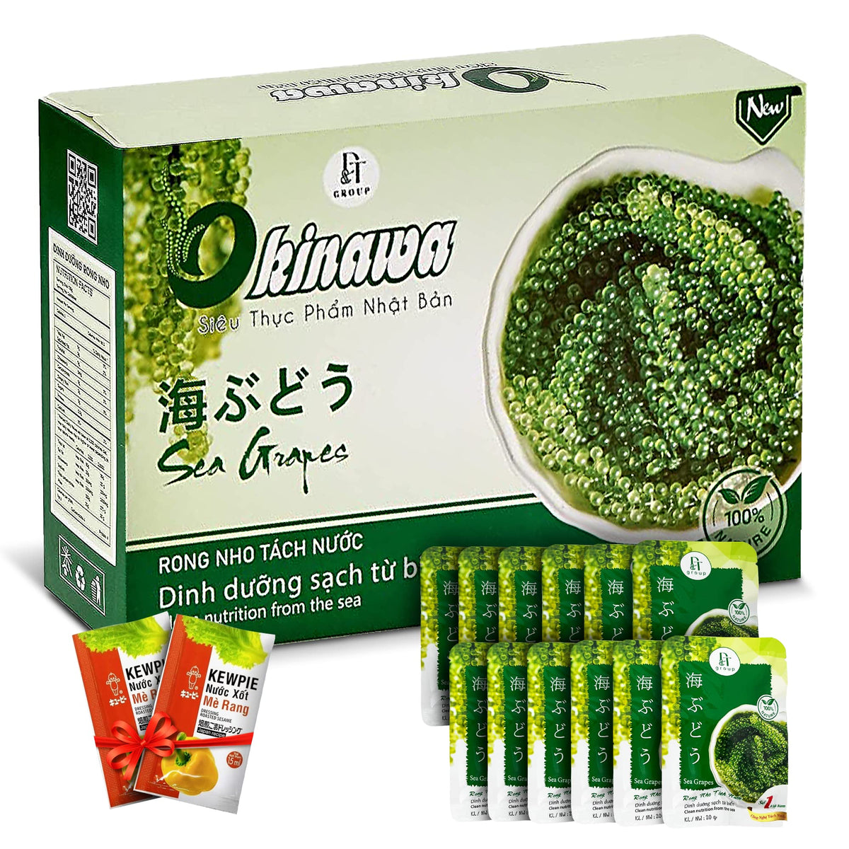 NAMISO Okinawa sea grapes pack on shelf ready to hydrate for fresh, ocean-briny taste