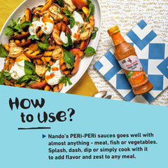 Nando's Peri-Peri garlic sauce bottle delivers savory aroma and bold flavor