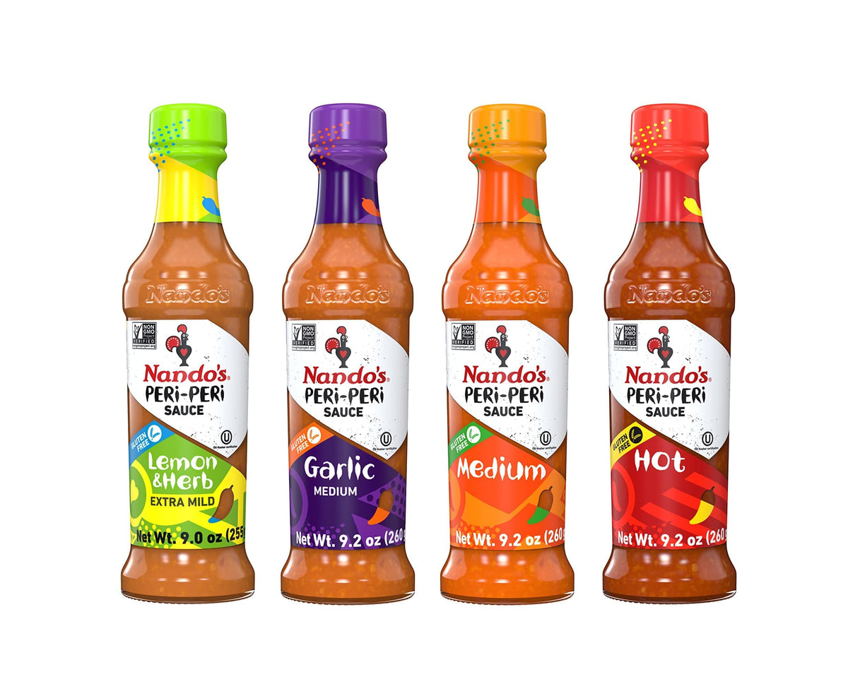 Nando's Peri-Peri medium sauce bottle ideal for grilled chicken and everyday flavor