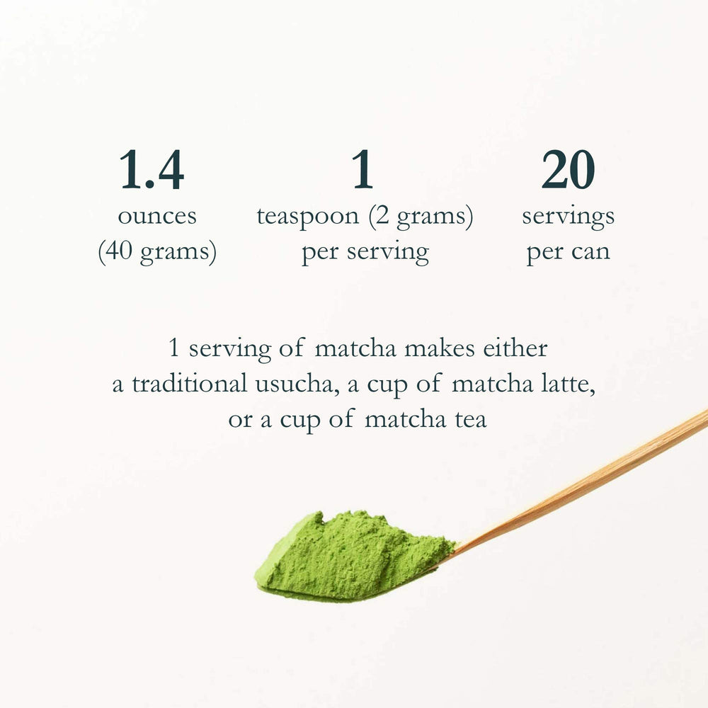 Naoki Matcha First Spring Blend tin close-up showing vibrant green powder