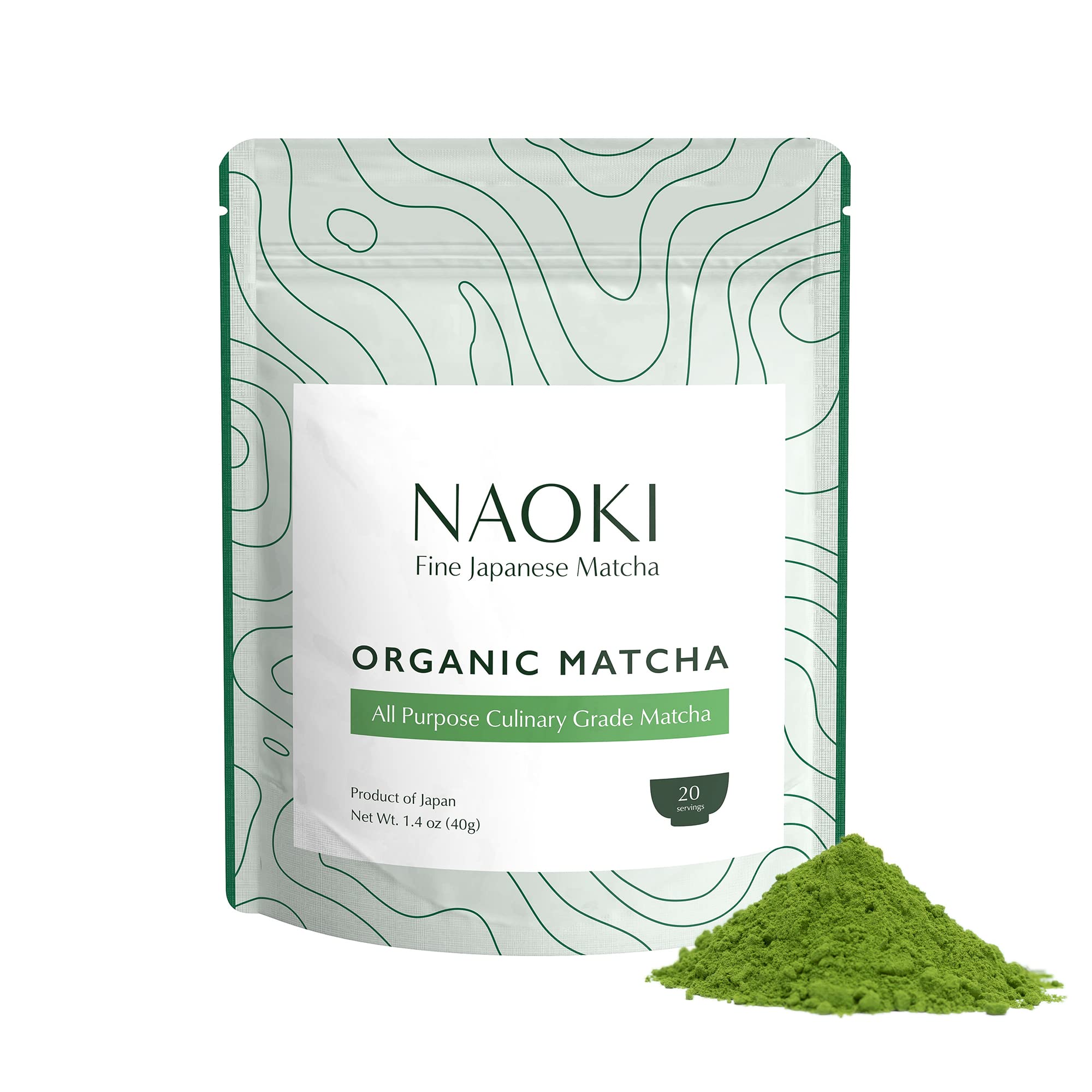 Naoki Matcha Organic All Purpose Blend packaging close-up showcasing freshness and quality