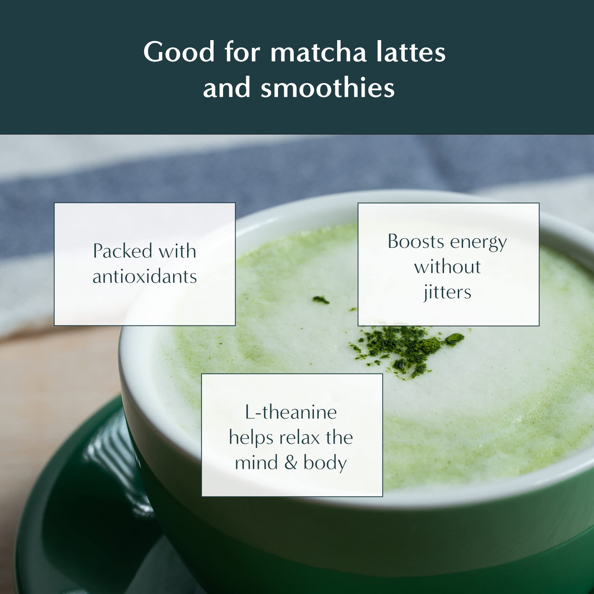 Naoki Matcha scoop on a jar emphasizes freshness and resealability