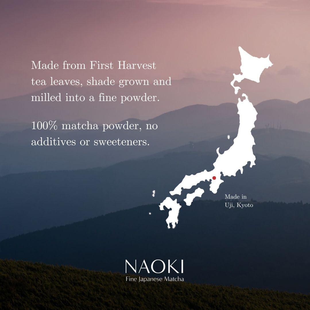 Naoki Matcha Ujitawara Special Blend powder displays vibrant emerald color for whisking