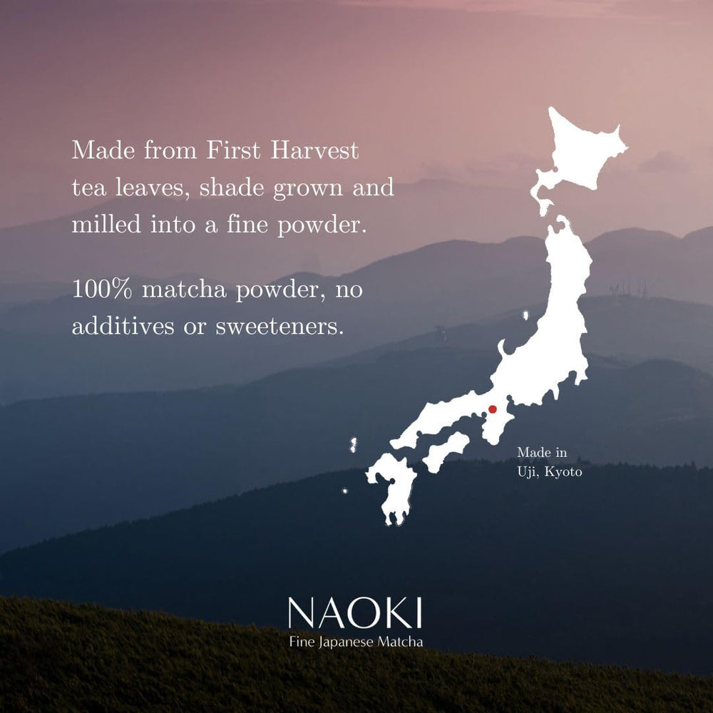 Naoki Matcha Ujitawara Special Blend powder displays vibrant emerald color for whisking