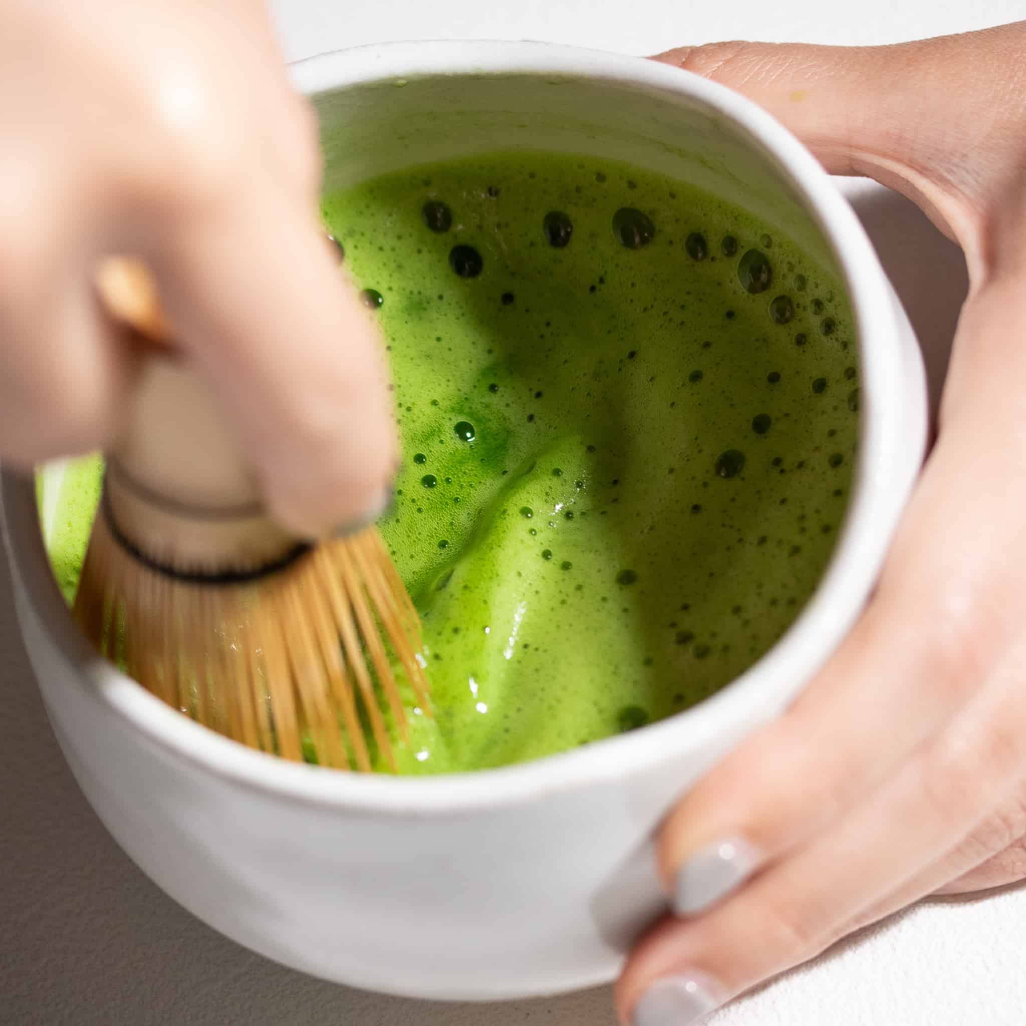 Preparing usucha with Naoki Matcha for a frothy cup