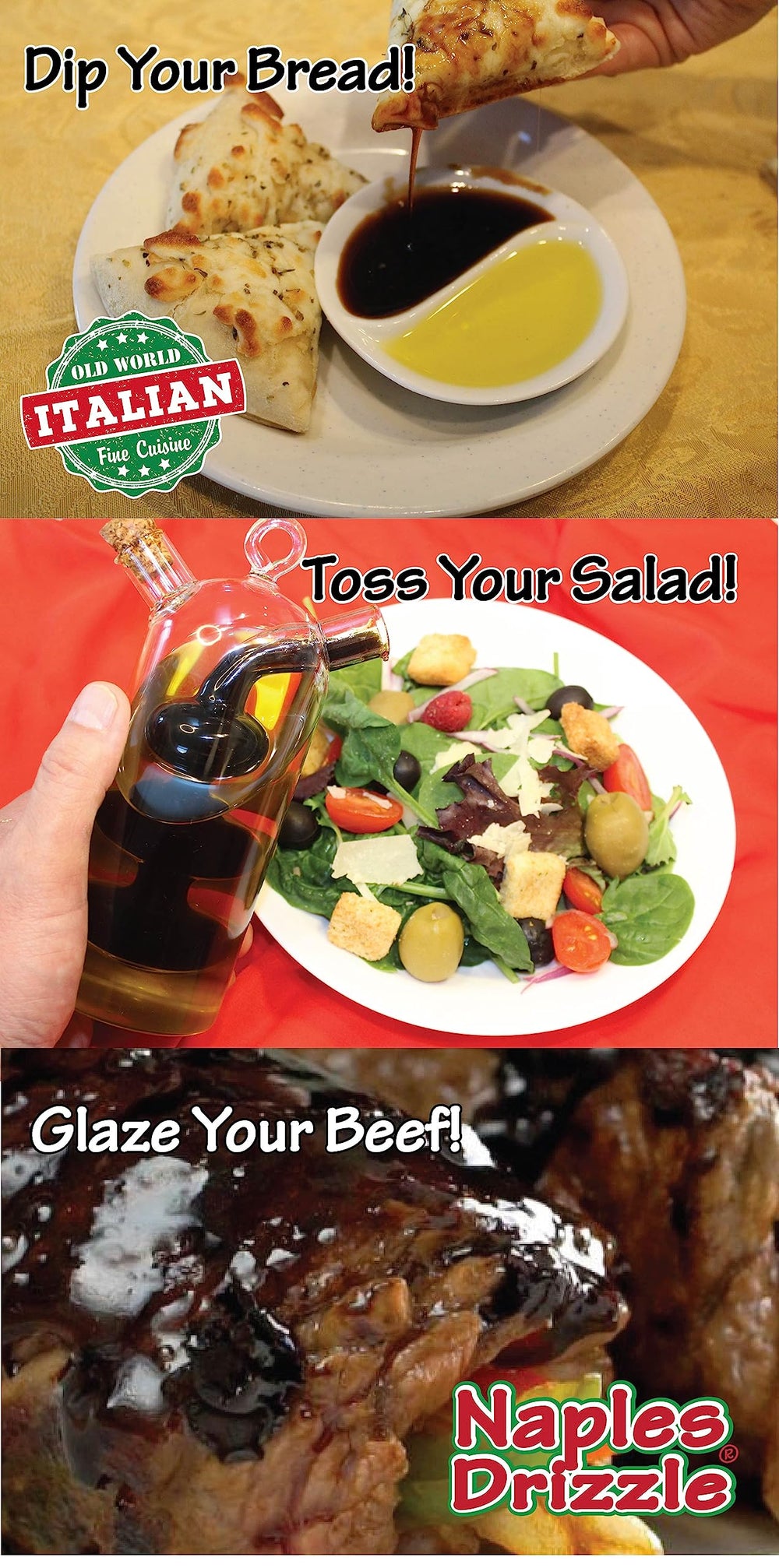 Naples Drizzle Traditional Balsamic Reduction glaze swirls on a cheese board.