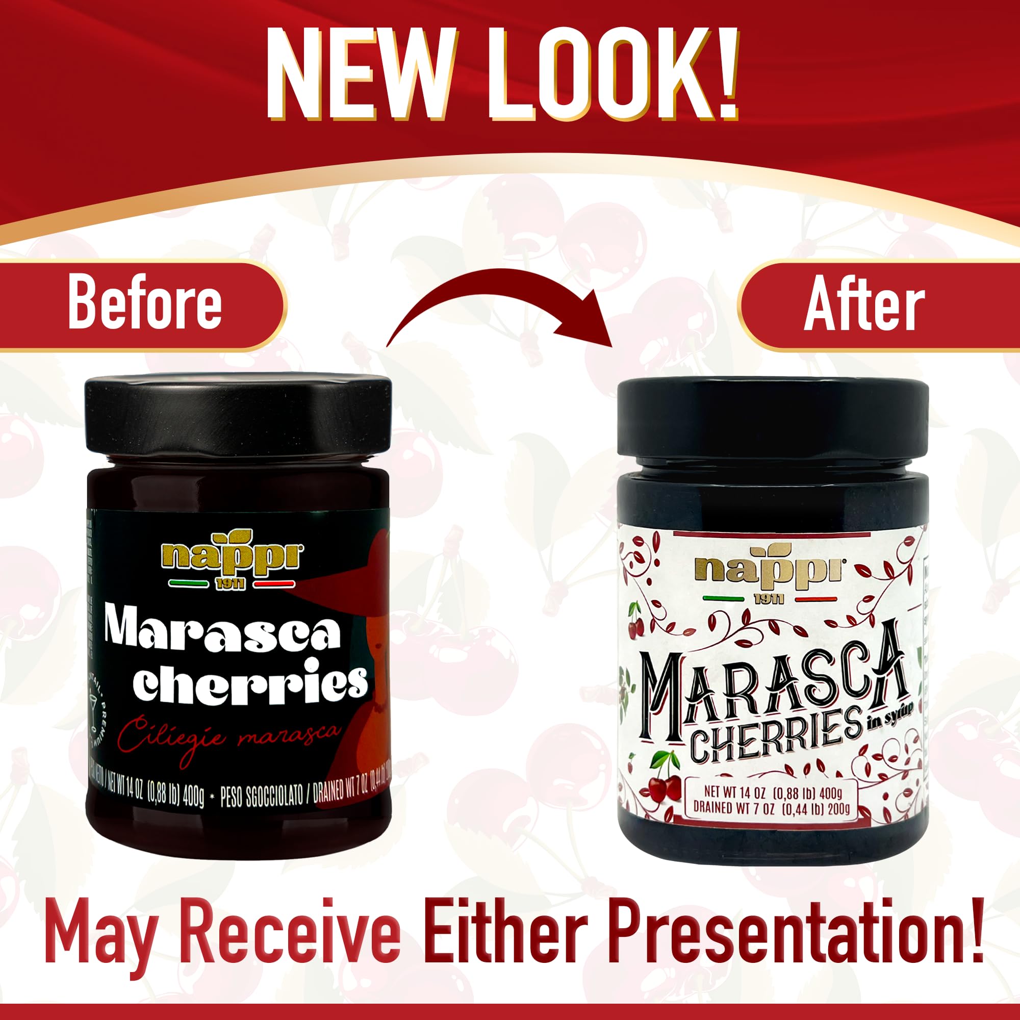 Nappi 1911 marasca pitted cherries in syrup jar ready to use