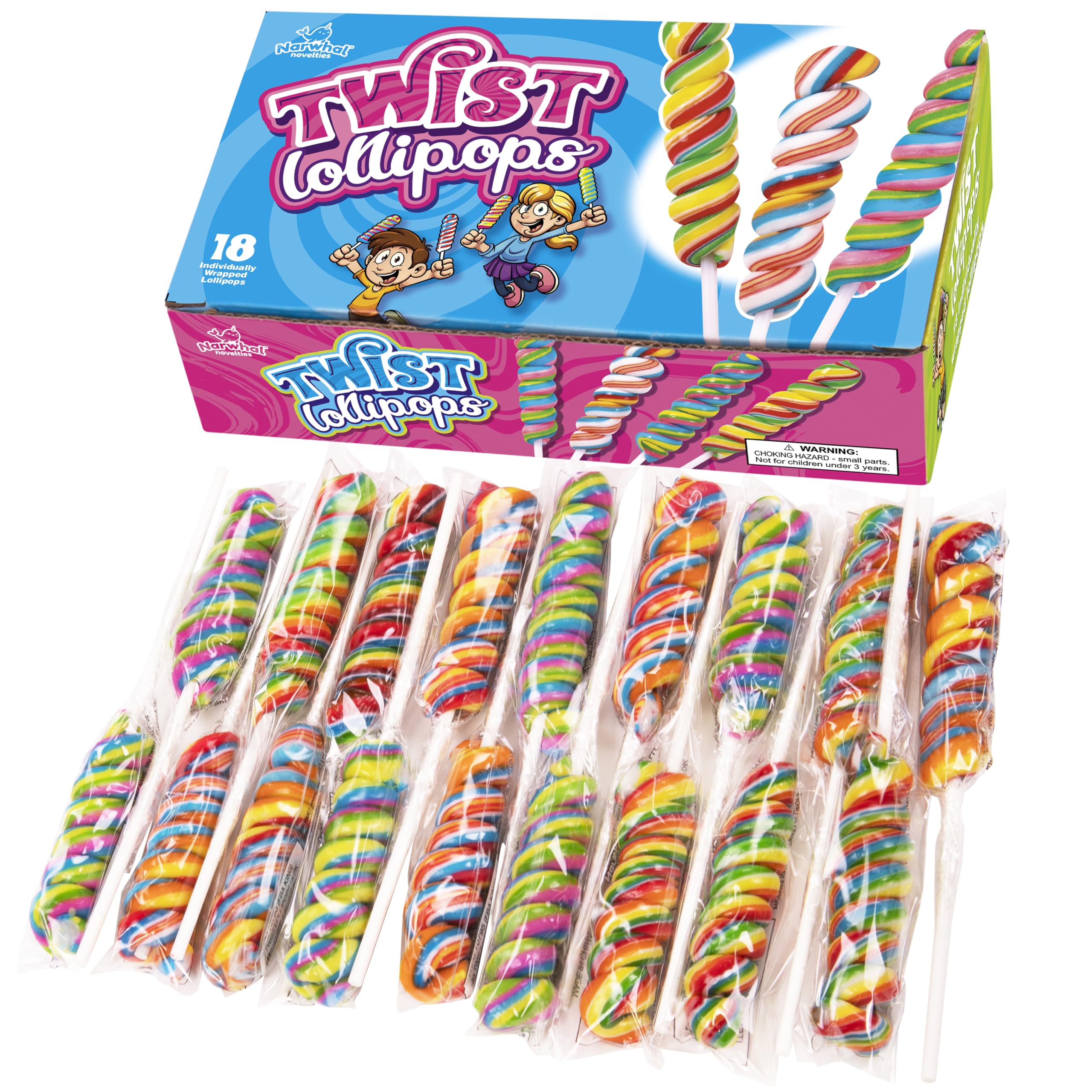 Narwhal Novelties birthday party favors bring smiles with bright rainbow spirals.