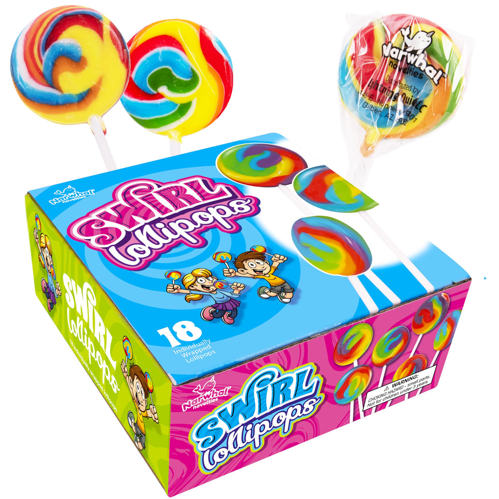 Narwhal Novelties rainbow swirl lollipops ideal for candy buffets