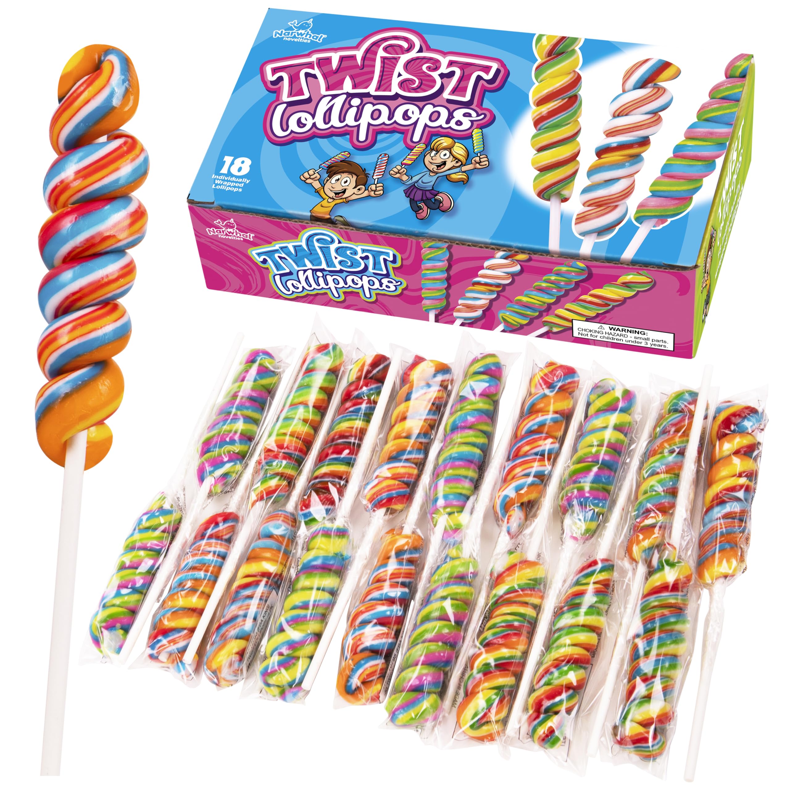 Narwhal Novelties Easter basket lollipops add cheerful color to gift stuffing.