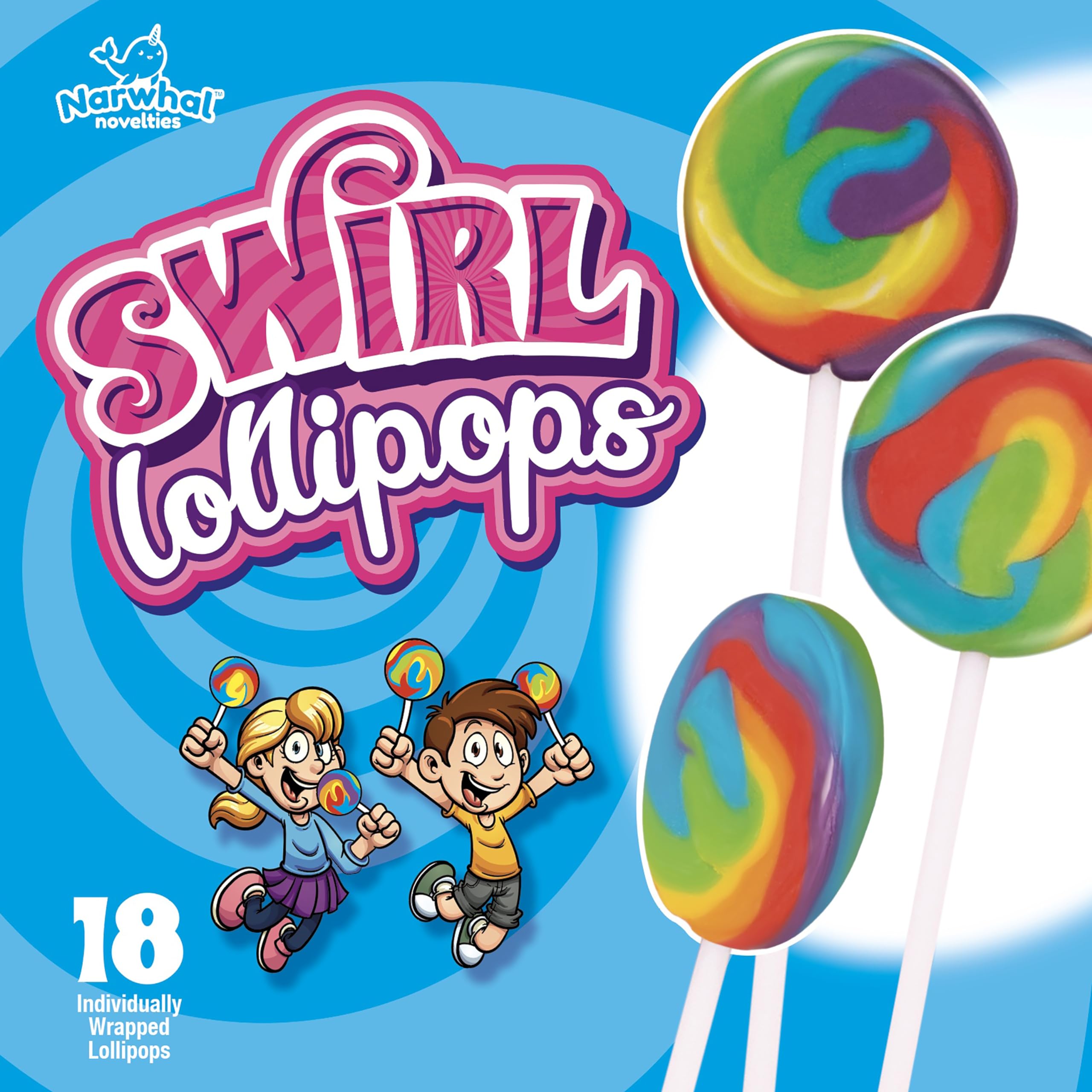Narwhal Novelties swirl lollipops 4-8 inch for eye-catching treats
