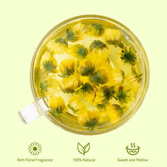 NASLAPH Chrysanthemum Tea brewed liquor reveals a bright golden color.