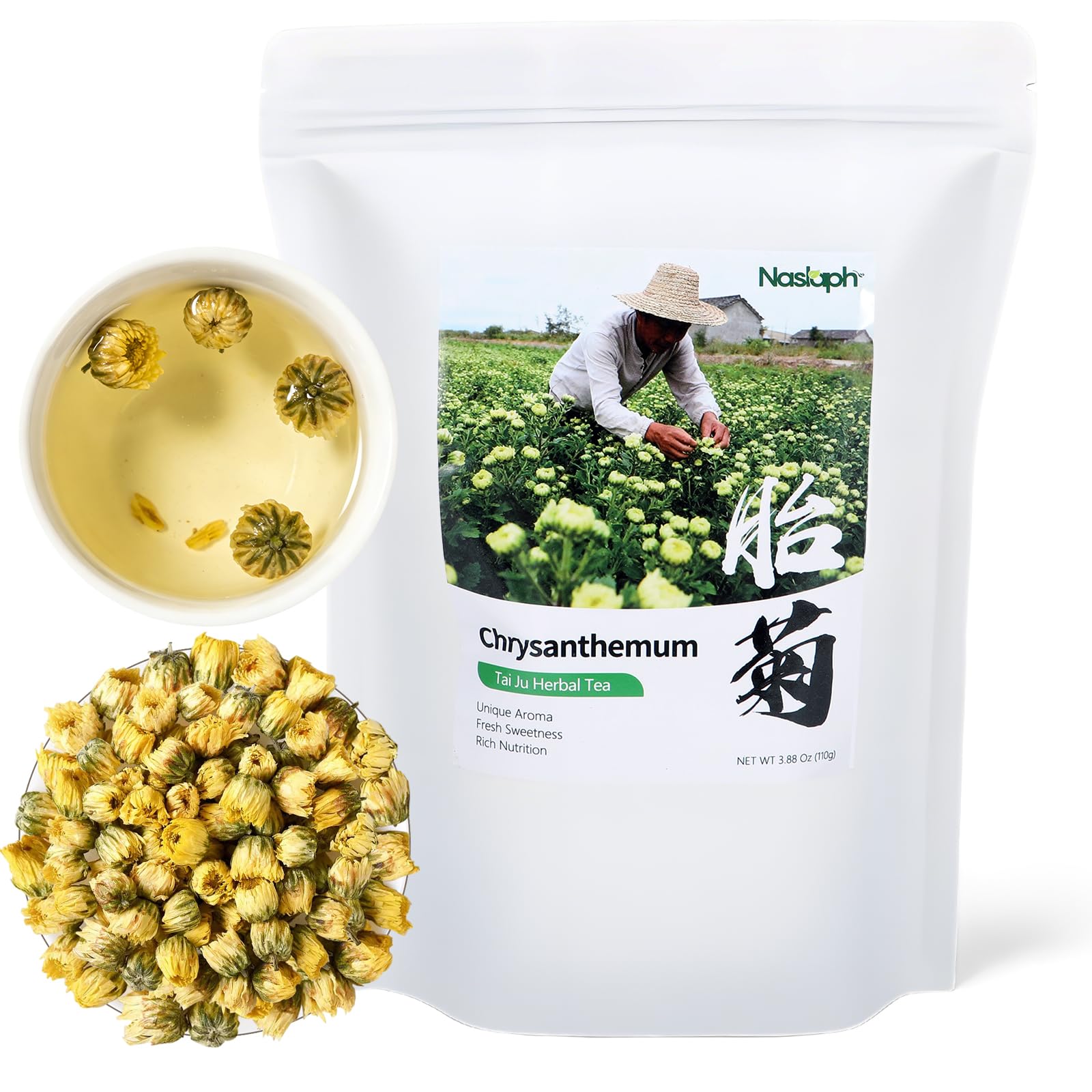NASLAPH Chrysanthemum Tea loose leaves with floral aroma for calm moments.