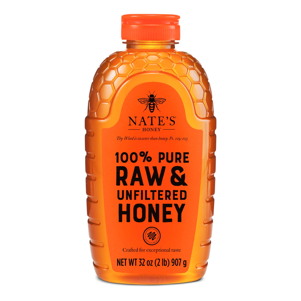 Nate's Honey 32oz squeeze bottle ready for daily drizzle on coffee and tea.