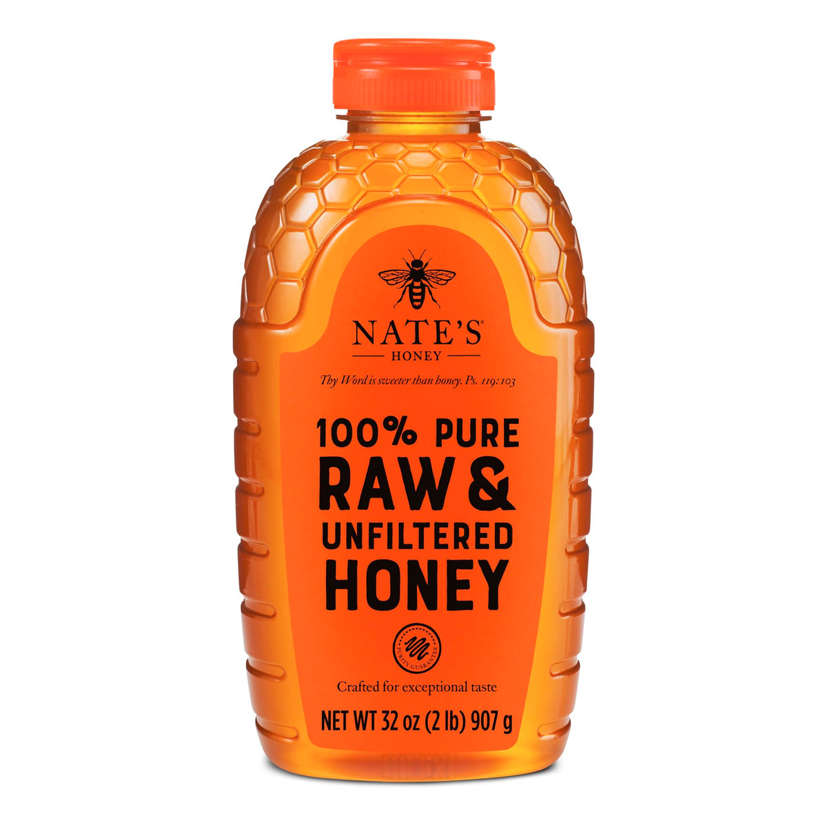 Nate's Honey 32oz squeeze bottle ready for daily drizzle on coffee and tea.