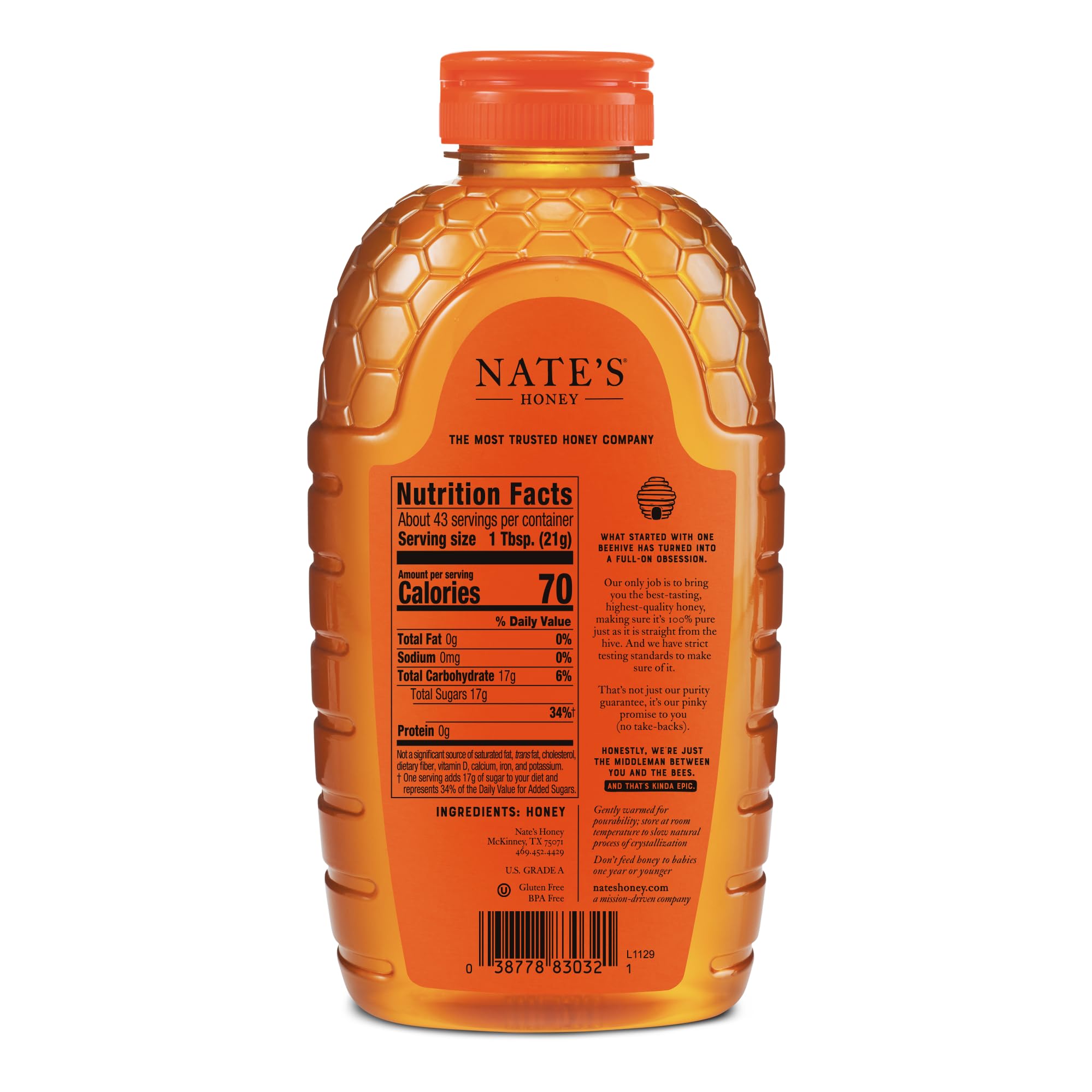Nate's Honey used as a baking ingredient for moist treats.