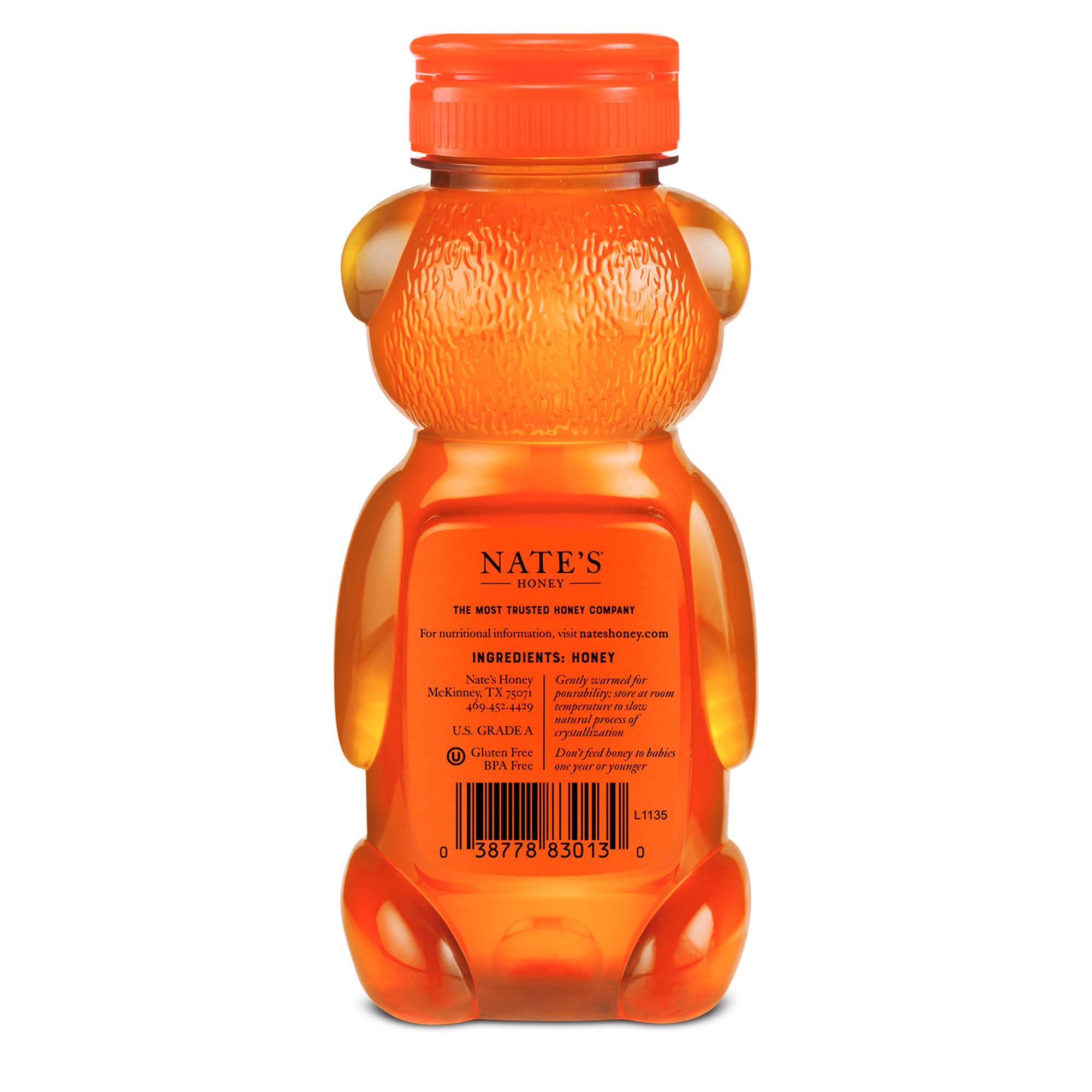 Nate's Honey bear bottle 12oz ready for daily drizzles and sharing.